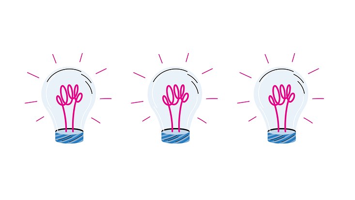 drei rosi glühbirnen nebeneinander