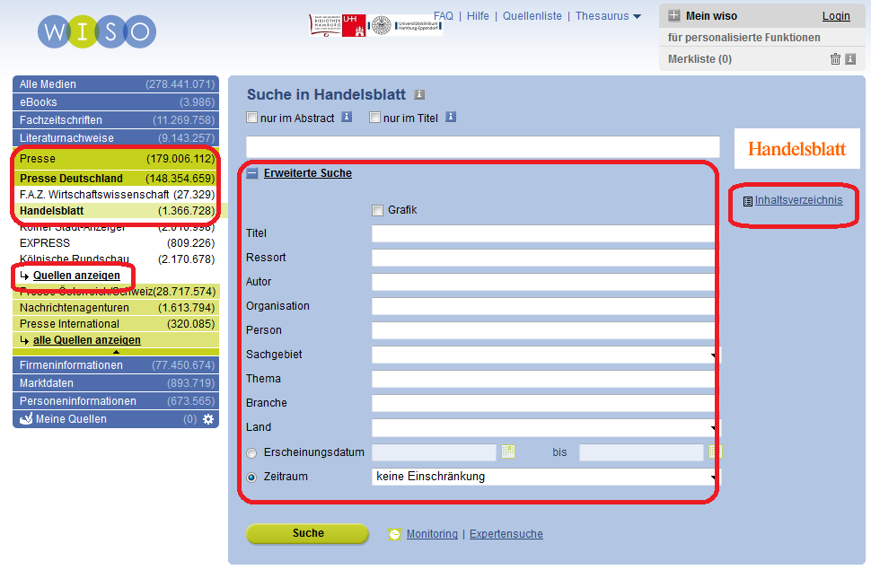 Handelsblatt via wiso - Suche